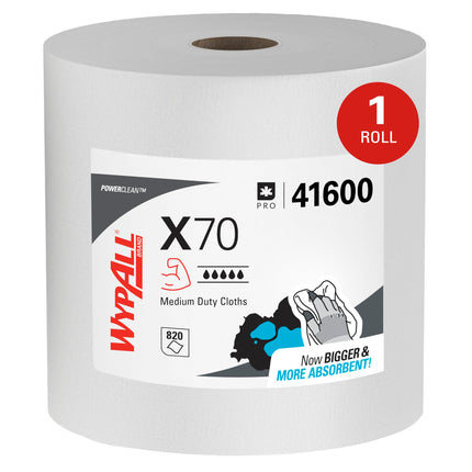 Wypall PowerClean X70 Medium Duty Cloths, Jumbo Roll, 820 Towels (41600)
