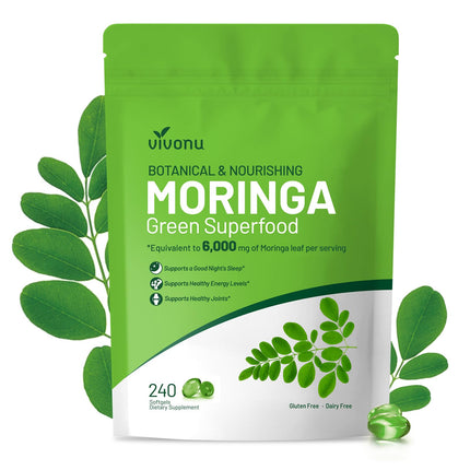 VivoNu Pure Moringa Capsules, Moringa Leaf Extracts, 120 Day Supply, 30:1 Ultra-Concentrated Liposomal Tech 98% Absorption, Complete Green Superfood, for Energy, Skin, Immune & Gut Health