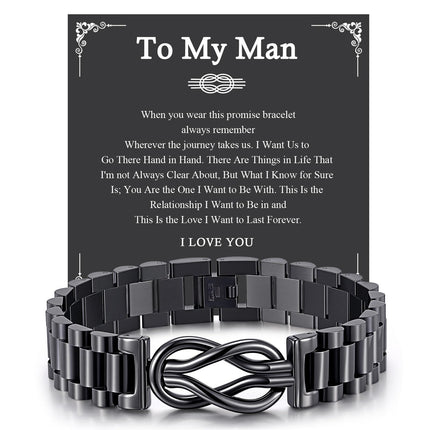VNOX Gift for Him Knot Bracelet - Stainless Steel Infinity Bracelets Gift for Boyfriend from Girlfriend Mens Valentines Day Birthday Christmas Jewelry Gifts Ideas for Husband,Adjustable
