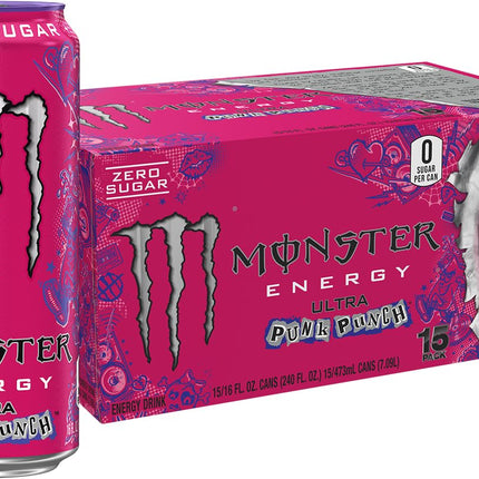Monster Energy Ultra Punk Punch, Sugar Free Energy Drink, 16 Ounce (Pack of 15)