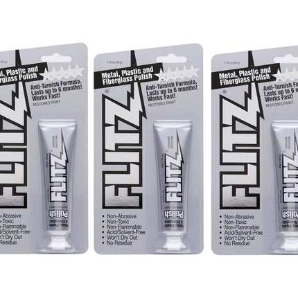 Flitz Metal Polish Paste - 1.76oz USA-Made Polish for Solid Chrome, Stainless Steel, & Aluminum - Non-Abrasive for Light Oxidation - Requires Manual Buffing - Not for Plated/Coated Surfaces (3 Pack)