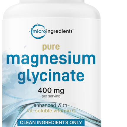 Micro Ingredients Pure Magnesium Glycinate 400mg Per Serving, 240 Capsules | Chelated Mineral Supplements with Elemental Form | Non-GMO, Filler Free