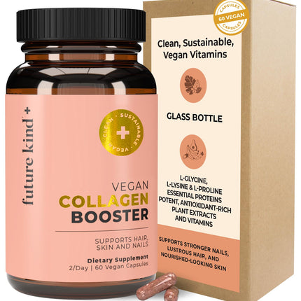 Future Kind Vegan Collagen - Supports Collagen Production with Biotin and Vitamin C (60 Capsules in Glass Bottle)