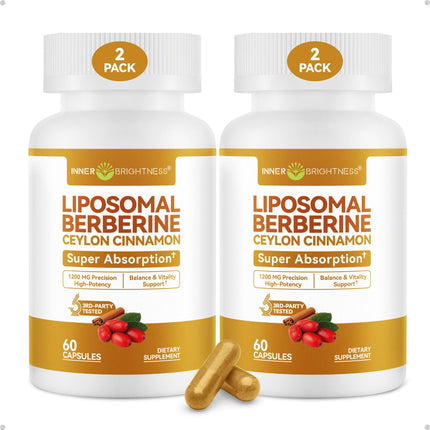 Liposomal Berberine with Ceylon Cinnamon - High-Absorption Berberine Supplement, GLP-1 Friendly, Natural Body Balance Support - Made in USA, Lab Tested, Non-GMO, 120 Veg Capsules