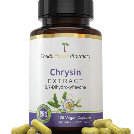 Florida Herbal Pharmacy, Chrysin 5, 7 - Dihydroxyflavone Supplement Capsules (120 Capsules), 4 Months Supply
