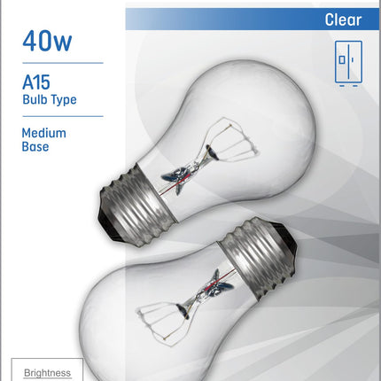 GE Incandescent 40 Watt Soft White A15 Appliance Bulbs 2 Pack