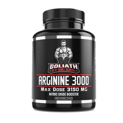 DR. EMIL NUTRITION Goliath Arginine 3000 - High-Dose Nitric Oxide Booster - Supports Blood Flow, Muscle Growth & Endurance - Workout Pump & Circulation Support - 90 Tablets