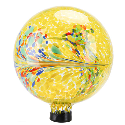 VCUTEKA Gazing Ball, Glass Gazing Balls Garden Globe Decor 10" Yellow