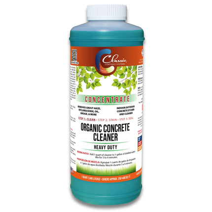 Classic Coatings | Eco Concrete Cleaner Concentrate | Indoor/Outdoor | Environmentally Safe, Non-Toxic, Easy to Use | Cleans Concrete, Garage Floors, Stone, Bricks & More | 1-Gallon (1-Quart)