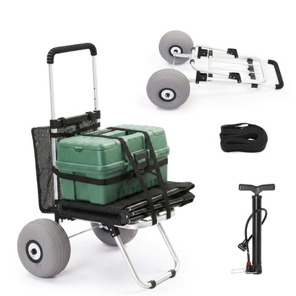 Bonnlo Adjustable Beach Wagon for Sand with 11" All Terrain Wheels