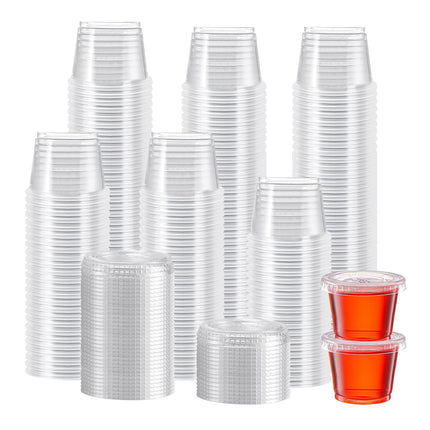 Lamosi 500 Set 1 oz Jello Shot Cups with Lids, Small Plastic Condiment Cups
