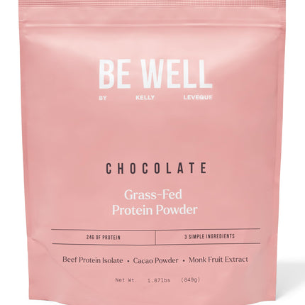 Be Well by Kelly Chocolate Grass-Fed Beef Protein Powder, 24G of Protein & 1G Net Carbs (3 Ingredients, 30 Servings) 9 Amino Acids + 3 BCAAs No Soy, No Dairy, Stevia-Free, No Sugar Added 1.87lb 849g