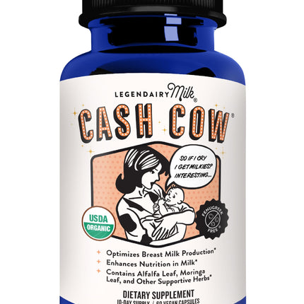 Legendairy Milk Cash Cow Lactation Supplement, Moringa, Alfalfa, and Goat's Rue Breastfeeding Supplement for Milk Supply Increase, Fenugreek-Free, Certified Organic, Vegan, Non-GMO, 60 Capsules