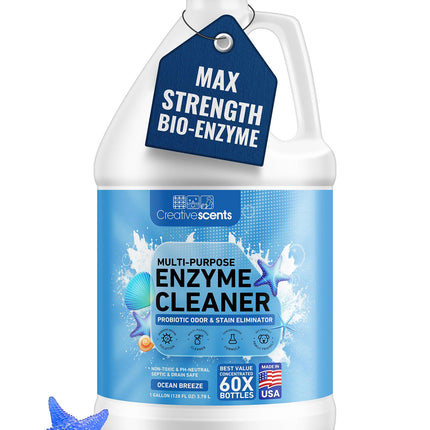 Creative Scents Multipurpose Enzyme Cleaner & Odor Remover | Super Concentrated for Floor, Carpet, Drain | Pet Urine Odor Eliminator | Enzyme Cleaner for Cat Urine & Dog Poop | 1 Gallon - Ocean Breeze