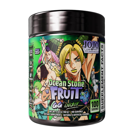 Gamer Supps GG Energy - JoJo's Ocean Stone Fruit (100 Servings) - Keto Friendly Gaming Energy and Nootropic Blend, Sugar Free + Caffeine + Vitamins + Immune Support, Powder Drink