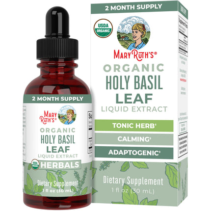 MARYRUTH'S Organics Holy Basil Sugar Free | Tulsi Holy Basil Herbal Liquid Drops | Antioxidant | Cognitive Function | Digestive Support | Energy Levels | Vegan | Non-GMO | 1 Fl Oz