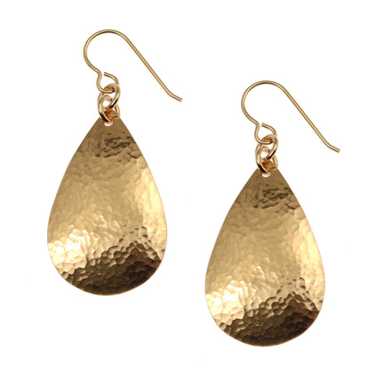 Small Hammered Bronze Teardrop Earrings