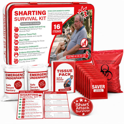 Hawkrown Sharting Survival Kit - Funny Gag & White Elephant Gifts for Men