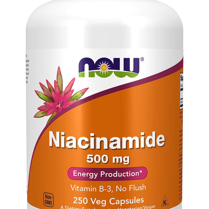 NOW Foods, Niacinamide (Vitamin B-3) 500 mg, Energy Production*, 250 Veg Capsules