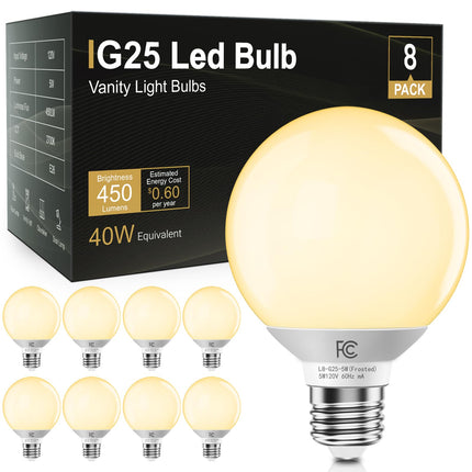 TJOY G25 LED Globe Light Bulbs, Vanity Bulb for Bathroom 40W Equivalent