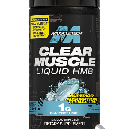 Muscletech HMB Supplements 1000mg, Clear Muscle (42 Liquid Softgels) - Highest Grade HMB for Lean Muscle & Recovery-HMB Free Acid Muscle Supplement-Help Decrease Muscle Breakdown - Packaging May Vary