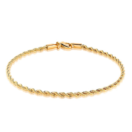 Barzel 18K Gold Plated Braided Rope Anklet for Women, 2.7 MM thick, 10 Inches long - Made In Brazil