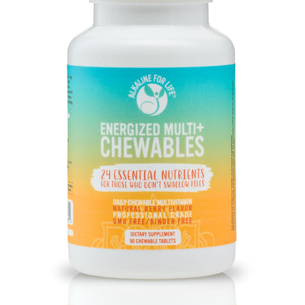 Alkaline for Life Energized Multi+ Chewables Daily Multivitamin with Methylated B12 and Folate, Mineral Chelates and Citrate Forms, Berry-Flavored Chewable for Adults and Families
