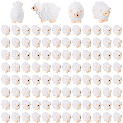 Guiqulai 100pcs Mini Resin Sheep Figurines Garden Decor Ornaments（White）