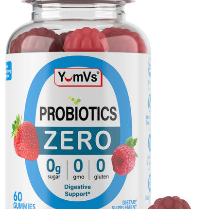 YUM-V'S Sugar Free Probiotic Gummies - Probiotics for Men & Women to Help Support Digestive Function – Adults & Kids Probiotic with 5 Billion CFU Bacillus Coagulans – Vegan & Gluten-Free (60 Count)