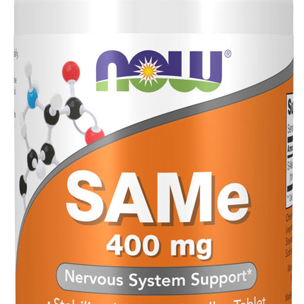 NOW Foods Supplements, SAMe (S-Adenosyl-L-Methionine) 400 mg, Nervous System Support*, 60 Tablets