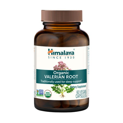 Himalaya Organic Valerian Root, Herbal Sleep Support for Calm Relaxation, USDA Organic, Non-GMO, Vegan, Gluten Free, 1,000 mg, 60 Capsules