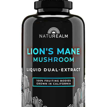 Naturealm Lion’s Mane Mushroom Liquid Tincture Supplement – Focus, Memory & Brain Health, Vegan, Non-GMO – Organic Fruiting Bodies, 2 Month Supply