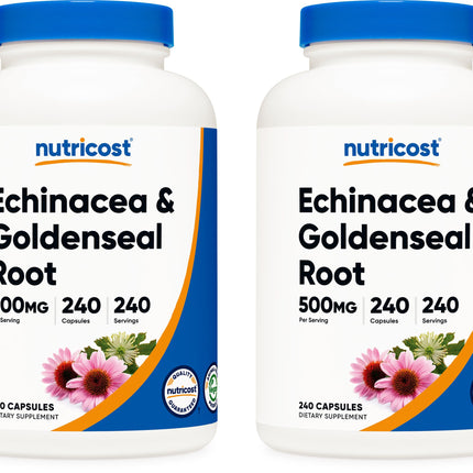 Nutricost Echinacea & Goldenseal Root, 500mg, 240 Capsules (2 Bottles) - Veggie Caps, Non GMO, Gluten Free