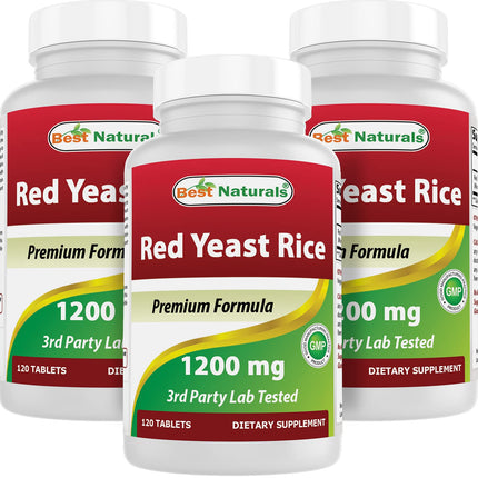 Best Naturals Red Yeast Rice 1200 mg (Non-GMO) 120 Tablets (120 Count (Pack of 3))
