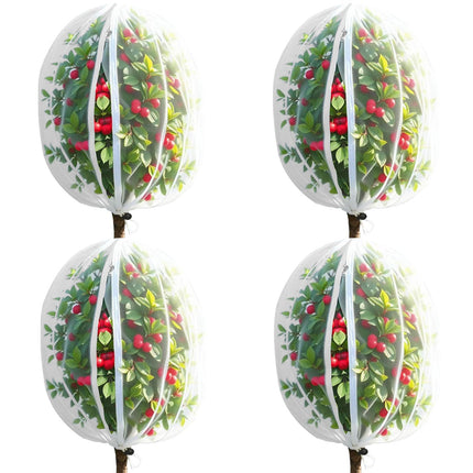 4 Pack Bird Netting Bags for Garden Protection, 3.3 x 4.6 FT Insect Barrier Mesh Covers with Zipper Drawstring, Fruit Tree Netting for Blueberry Bushes Tomatoes Vegetables and Outdoor Plants