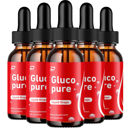 Gluco Pure Drops Healthy Formula - Dietary Supplement Drops - Extra Strength GlucoPure Liquid Drops, Gloco Pure Drops Reviews (5 Pack – 5 Month Supply)