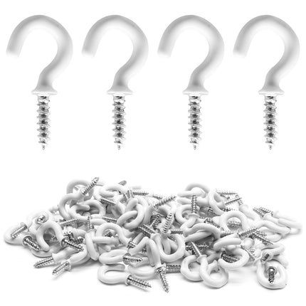 Biaungdo Ceiling Cup Hooks, 5/8", White, 100 Pcs