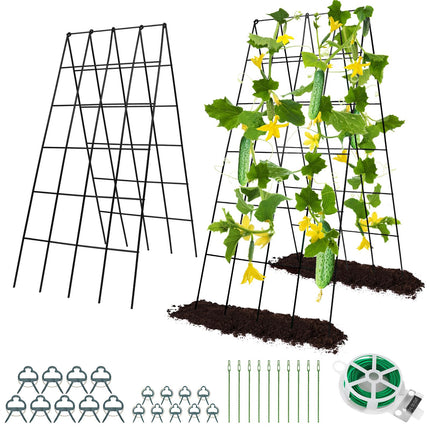 RIFNY Cucumber Trellis for Raised Bed, Garden Trellis 16.5 x 40 Inch, Black