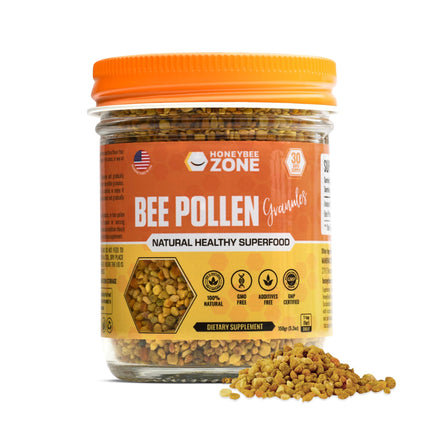 HONEYBEEZONE-Raw Bee Pollen Granules 5.2 oz, 100% Natural Superfood, Rich in Vitamins, Minerals & Amino Acids, Supports Energy, Immunity & Digestive Health