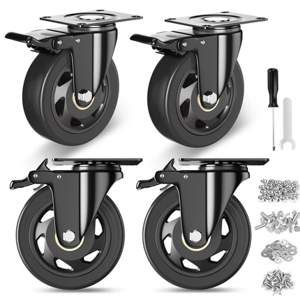 YUPEZOP 4 Inch Caster Wheels, Heavy Duty Casters Set of 4 with Brake