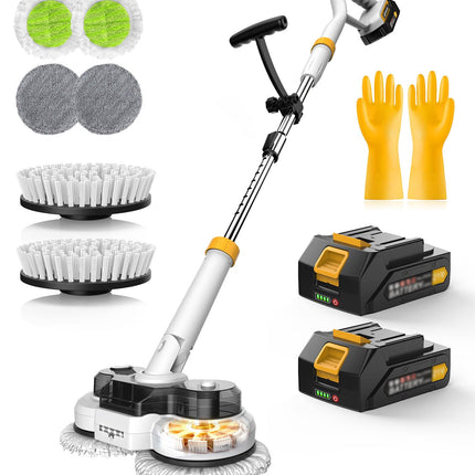qimedo 800RPM Cordless Electric Mop, 6000mAh Battery Electric Power Scrubber & Mops for Floor Cleaning, Best Automatic Spin Mops with Smart Display,Rotating Mop with LED Light & Water Spray