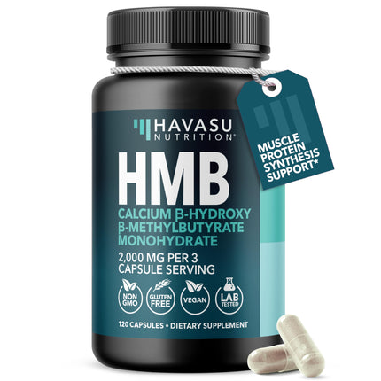 HMB Capsules 2000mg - HMB Supplements for Men and Women - Calcium B-Hydroxy B-Methylbutyrate Monohydrate - 120 Capsules - Supports Muscle Protein Synthesis - Vegan, Non-GMO, Gluten Free - 40 Servings