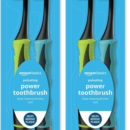 Amazon Basics Electric Toothbrush | Pulsating | Deep Cleaning | 2 Count