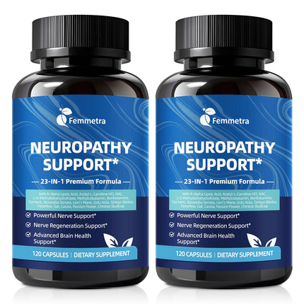 Nerve & Peripheral Neuropathy Support Supplement with 1200mg R-Alpha Lipoic Acid L-Carnitine Vitamin B12 B1 B6 D3 E Folate Lions Mane NAC Magnesium Turmeric - Liver Detox, Antioxidant & Mental Support