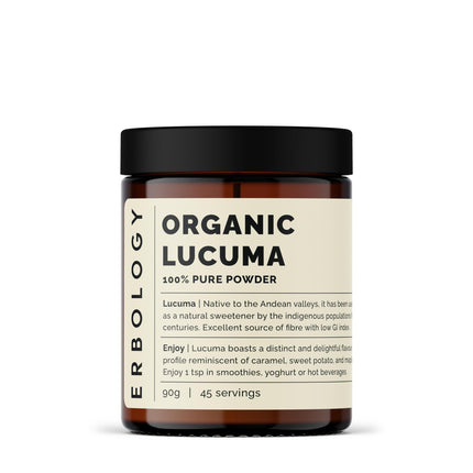 Erbology Organic Lucuma Powder 3.2 oz - 45 Servings - Gut Health Support - Low Glycemic Index - Sustainably Sourced Straight from Farm in Peru - Small Batch - Vegan - GMO-Free