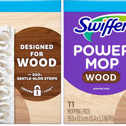 Swiffer PowerMop Wood Mopping Pad Refills for Floor Cleaning, 11 Count (Pack of 2)
