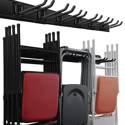 Wallmaster Garage Storage Organization Wall Mount, Garden Tool Rack Organizer Heavy Duty Folding Chair Hangers with 6 Adjustable Hooks 48inch Tracks Max Load 450lb