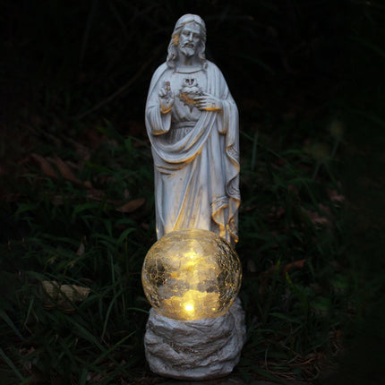 xxoasis Jesus Statue Outdoor Decor Solar Lights, Religious Garden Statue,Blessed Father Outdoor Figure for Home/Garden Decor, Gift for Men/Father(11.22" H)