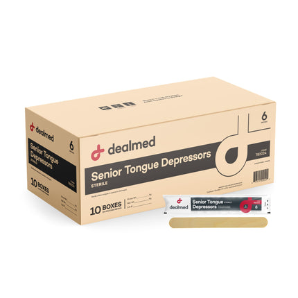 Dealmed Senior 6" Tongue Depressors - Sterile Wood, 100 Ct (10 Pack)