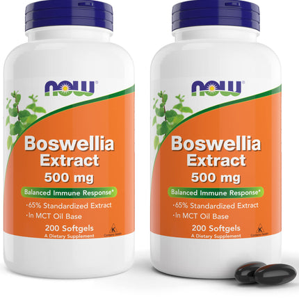 Now Boswellia Extract 500 mg, 200 Softgels (Pack of 2) - Standardized Extract Supplement